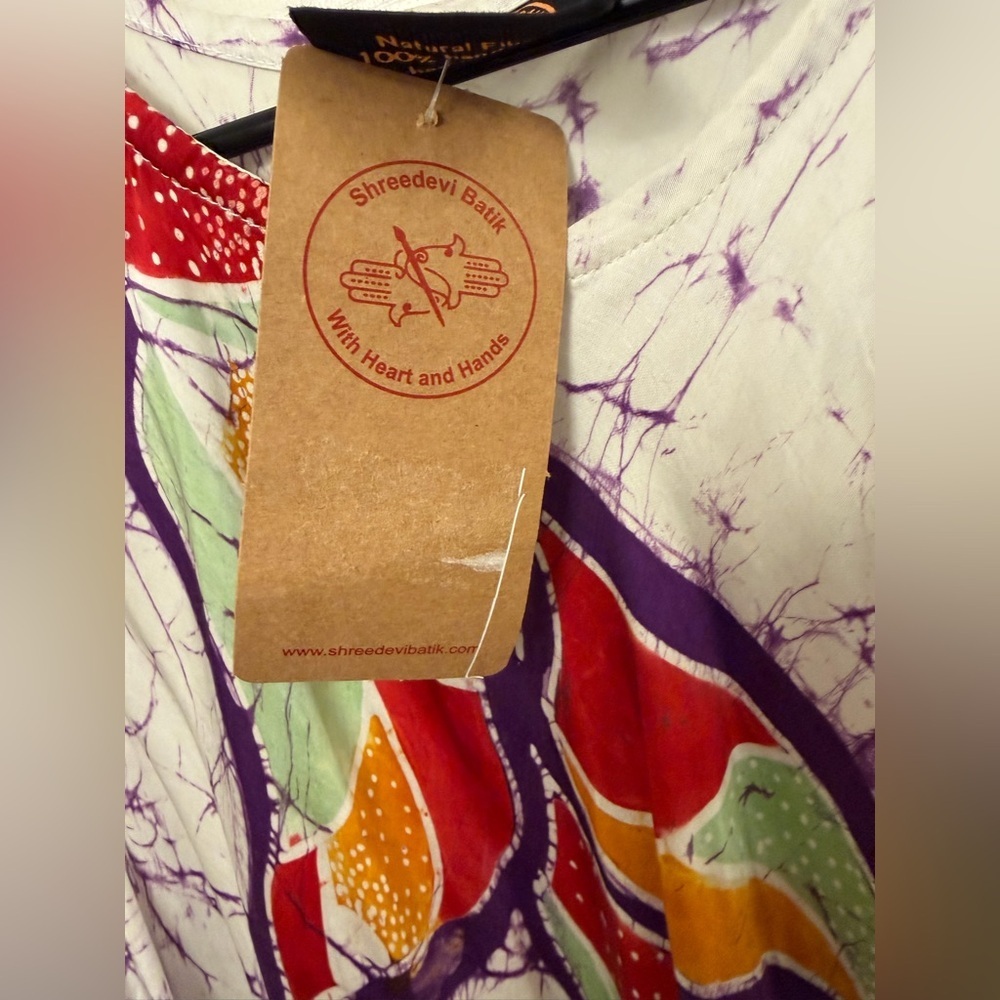 HAND MADE Sleeveless Floral summer Batik Dress - Picture 9 of 12